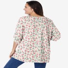 7-Day Three-Quarter Sleeve Pintucked Henley Tunic image number null