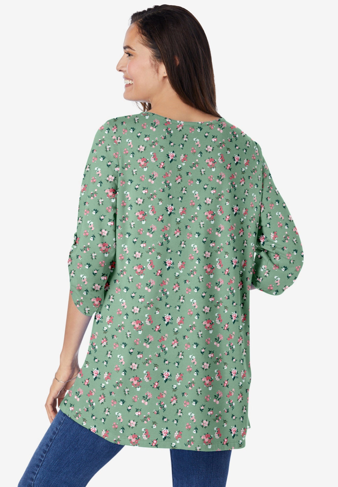 7-Day Three-Quarter Sleeve Pintucked Henley Tunic image number 2