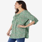 7-Day Three-Quarter Sleeve Pintucked Henley Tunic image number null