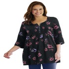 7-Day Three-Quarter Sleeve Pintucked Henley Tunic image number null