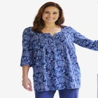7-Day Three-Quarter Sleeve Pintucked Henley Tunic image number null