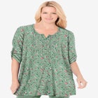 7-Day Three-Quarter Sleeve Pintucked Henley Tunic image number null