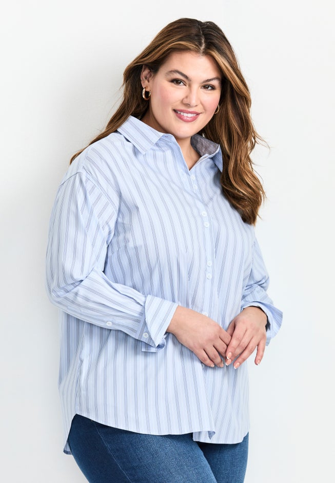 Classic Stripe Boyfriend Shirt image number 2
