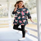 Crochet-Trim Three-Quarter Sleeve Tunic image number null