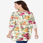 Crochet-Trim Three-Quarter Sleeve Tunic image number null