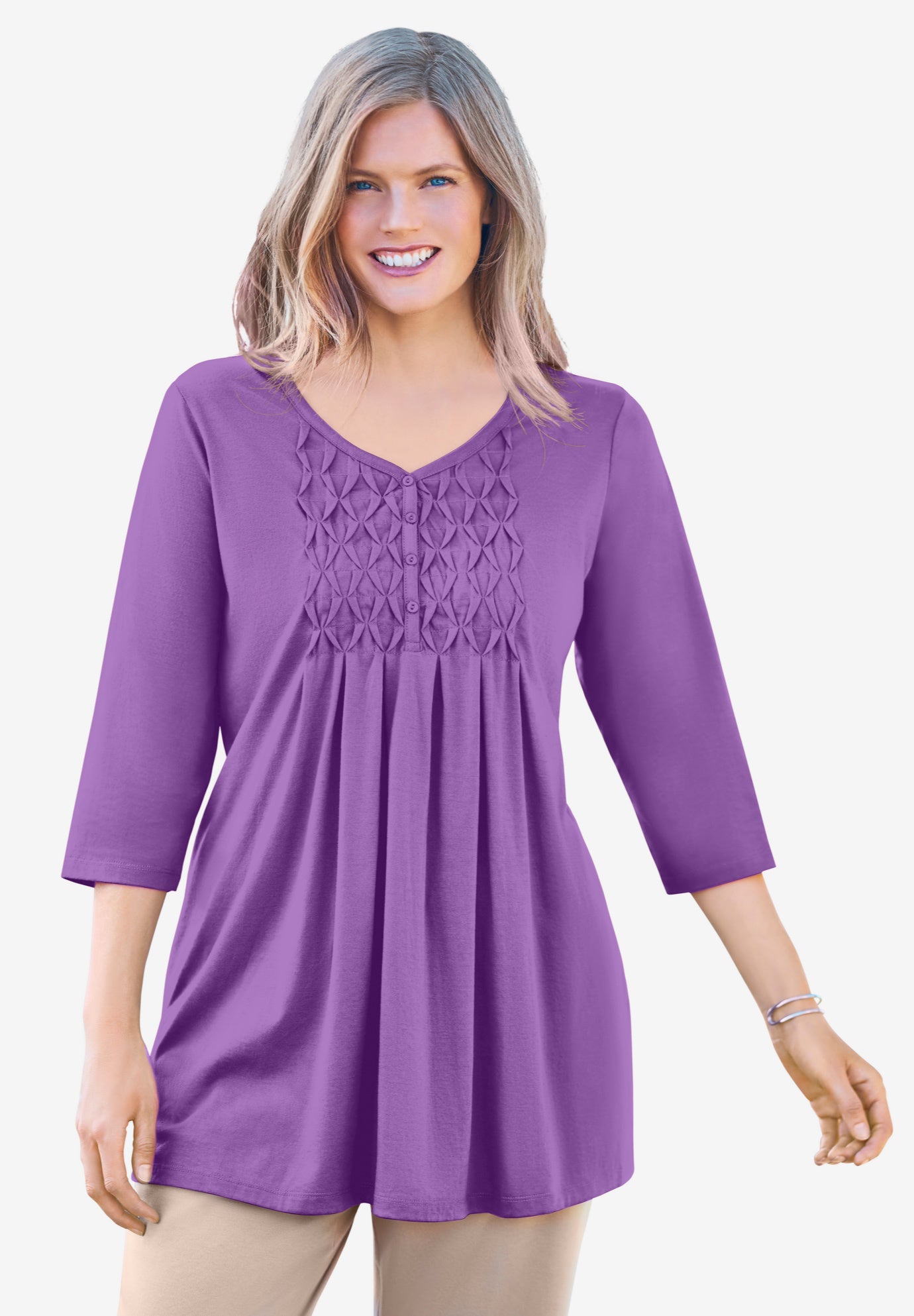 Smocked Henley Trapeze Tunic image number 0