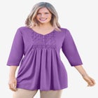 Smocked Henley Trapeze Tunic image number null