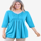 Smocked Henley Trapeze Tunic image number null