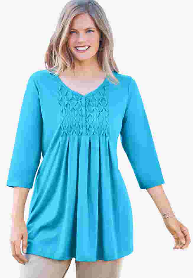 Smocked Henley Trapeze Tunic image number 0