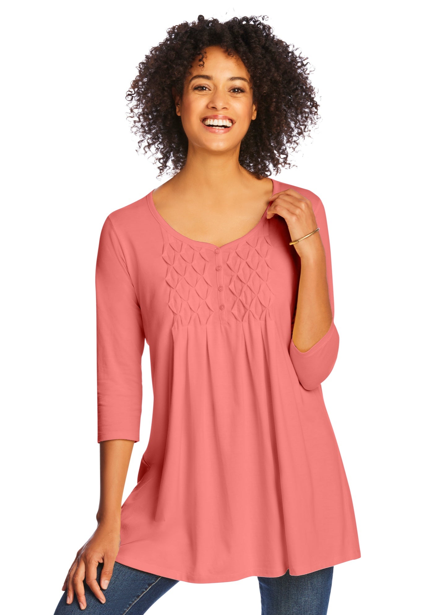 Smocked Henley Trapeze Tunic image number 0