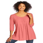 Smocked Henley Trapeze Tunic image number null