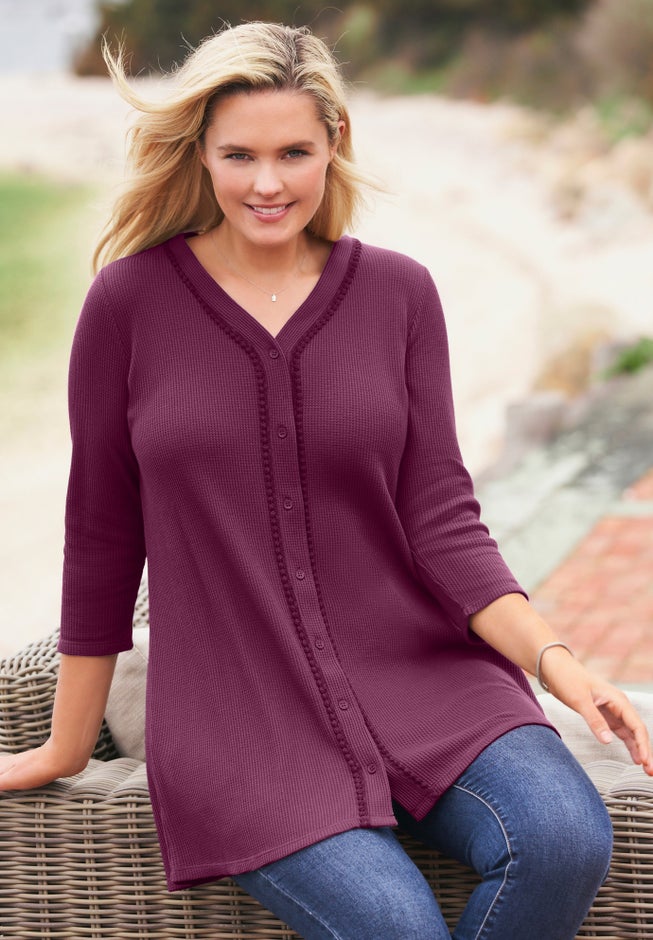 Thermal Button-Front Tunic image number 4