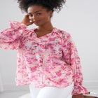 Keyhole Ruffle Trim Blouse image number null