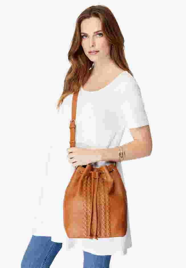 Braided-Detail Crossbody Bucket Bag image number 1