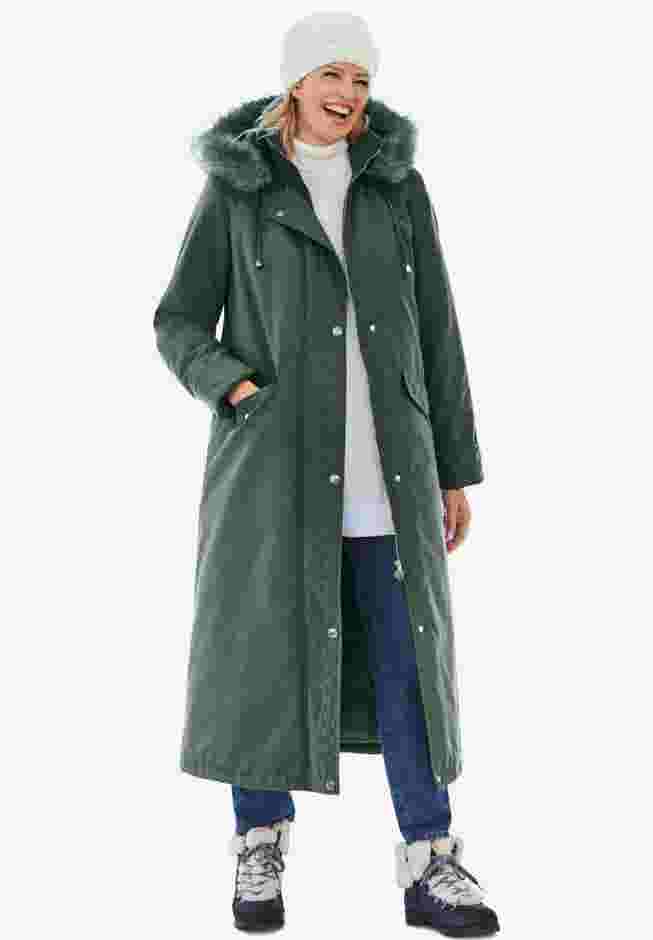 Long Hooded DTM Faux Down Parka Coat image number 0