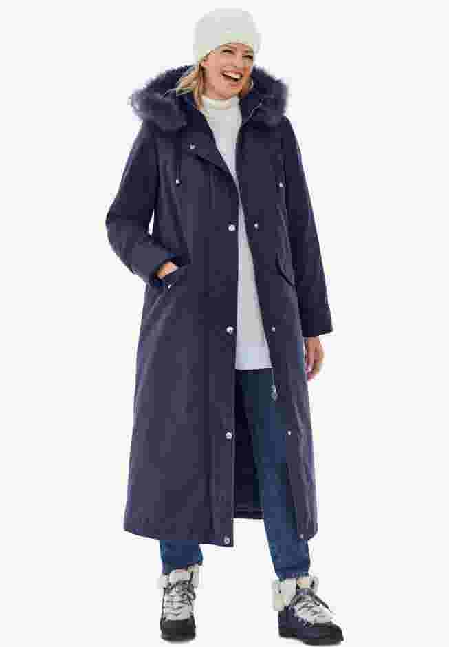 Long Hooded DTM Faux Down Parka Coat image number 0