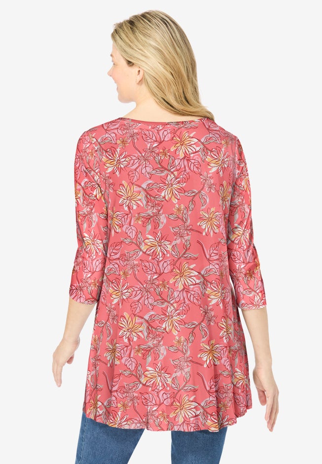 V-Neck Pintucked Tunic image number 1