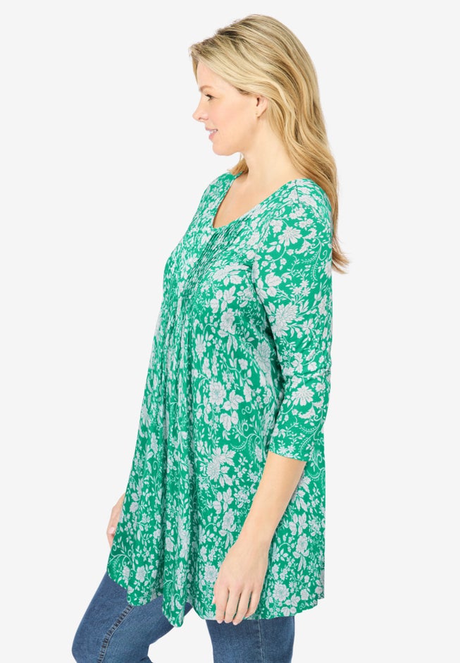 V-Neck Pintucked Tunic image number 2