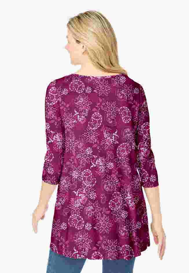 V-Neck Pintucked Tunic image number 1