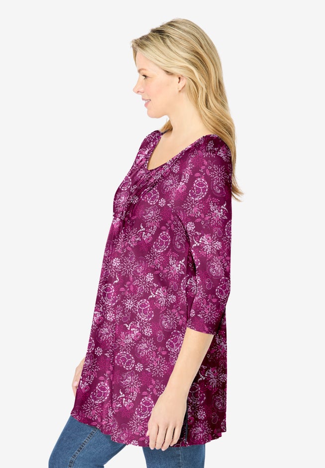 V-Neck Pintucked Tunic image number 2