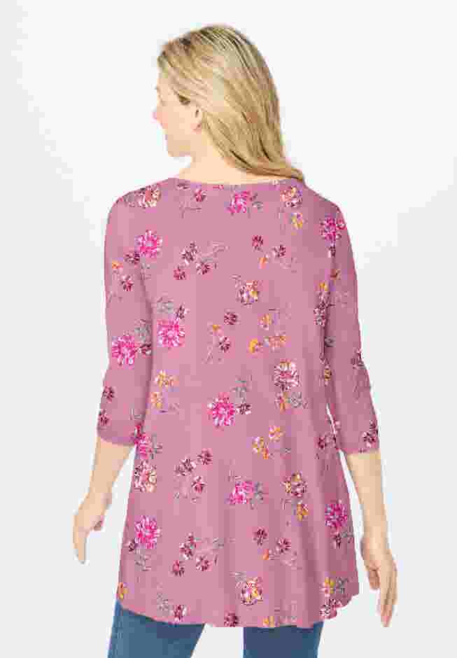 V-Neck Pintucked Tunic image number 1