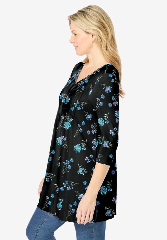 V-Neck Pintucked Tunic image number 2