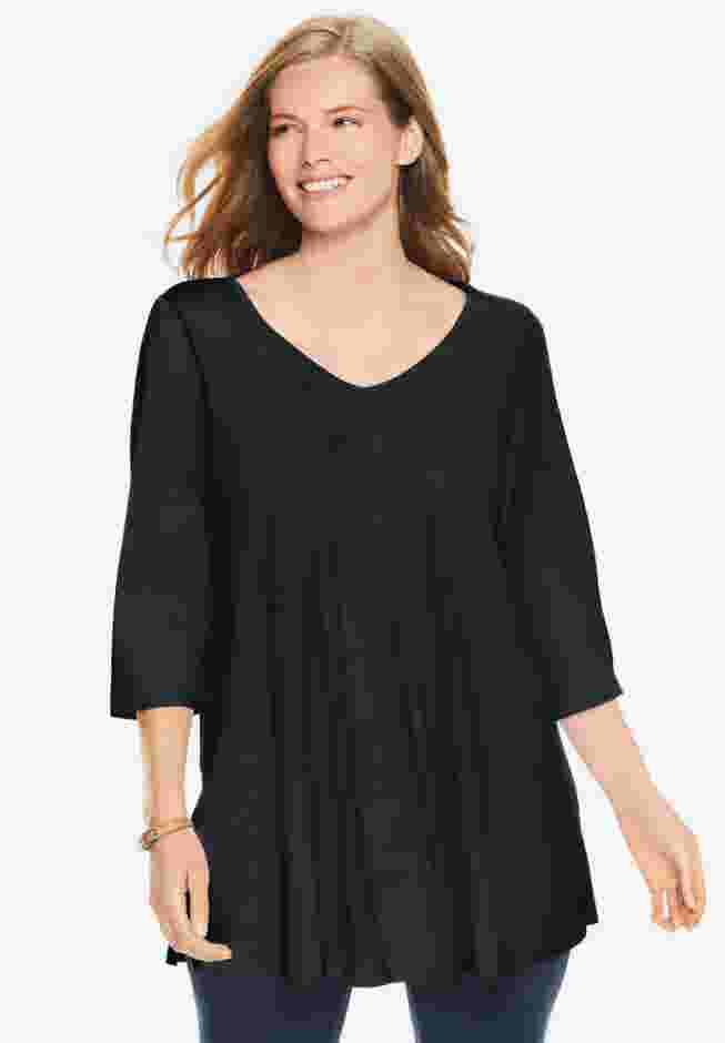 V-Neck Pintucked Tunic image number 0