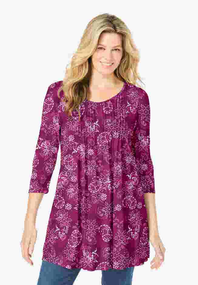 V-Neck Pintucked Tunic image number 0