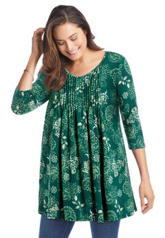 V-Neck Pintucked Tunic