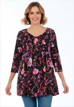 V-Neck Pintucked Tunic