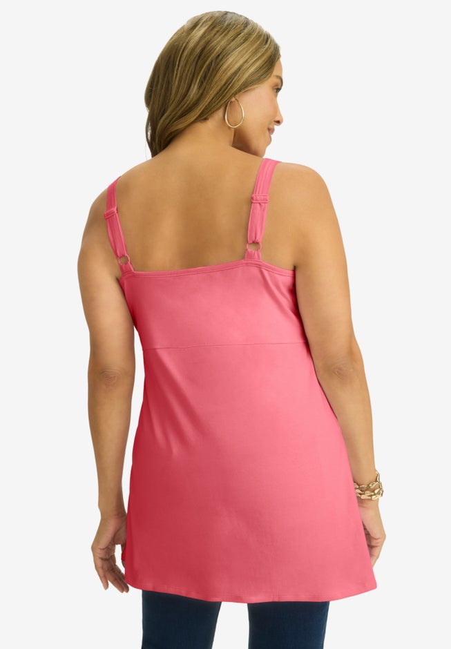 Stretch Cotton Shirred Tank image number 1