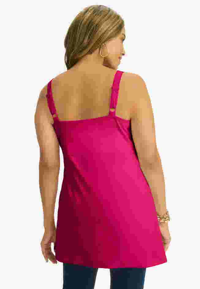 Stretch Cotton Shirred Tank image number 1