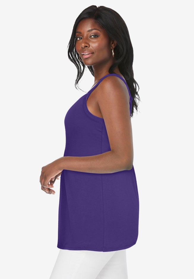 Stretch Cotton Shirred Tank image number 2