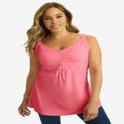 Stretch Cotton Shirred Tank image number null