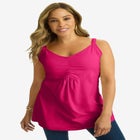 Stretch Cotton Shirred Tank image number null