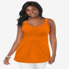 Stretch Cotton Shirred Tank image number null