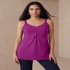 Stretch Cotton Shirred Tank image number null