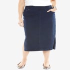 Comfort Waist Stretch Denim Midi Skirt image number null