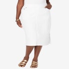 Comfort Waist Stretch Denim Midi Skirt image number null