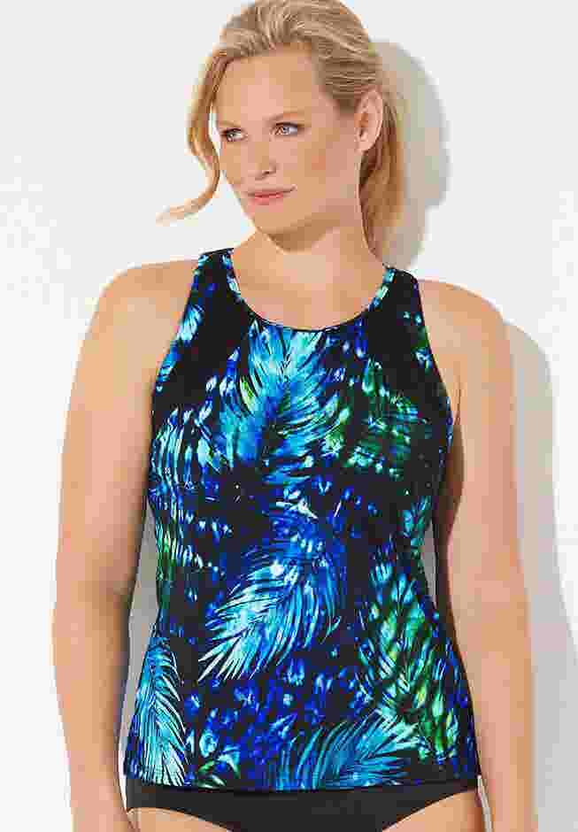 Chlorine Resistant High Neck Racerback Tankini Top image number 0