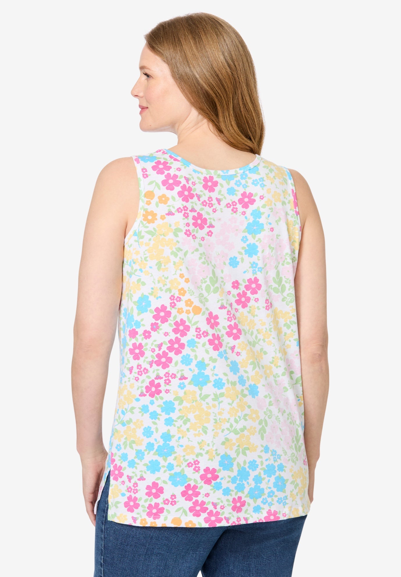Perfect Printed Scoopneck Tank Top | Relaxed Fit, White