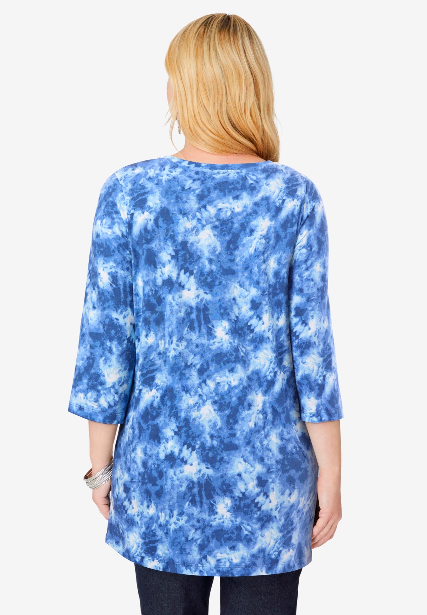 Perfect Printed Three-Quarter-Sleeve V-Neck Tunic image number 1