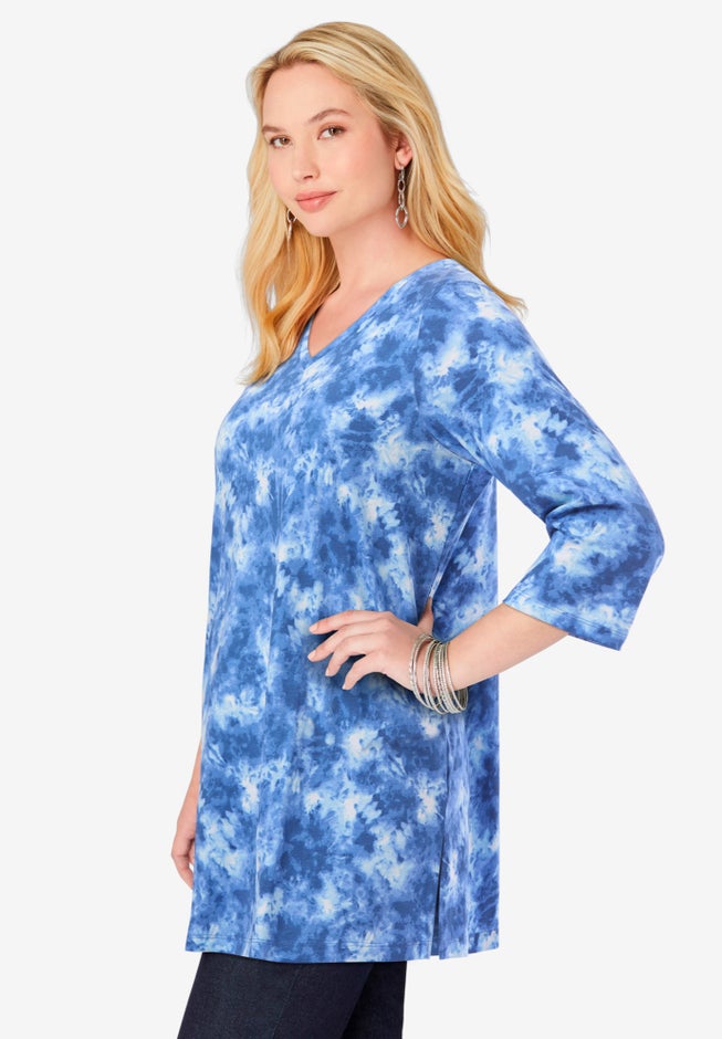 Perfect Printed Three-Quarter-Sleeve V-Neck Tunic image number 2