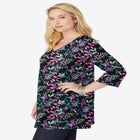 Perfect Printed Three-Quarter-Sleeve V-Neck Tunic image number null