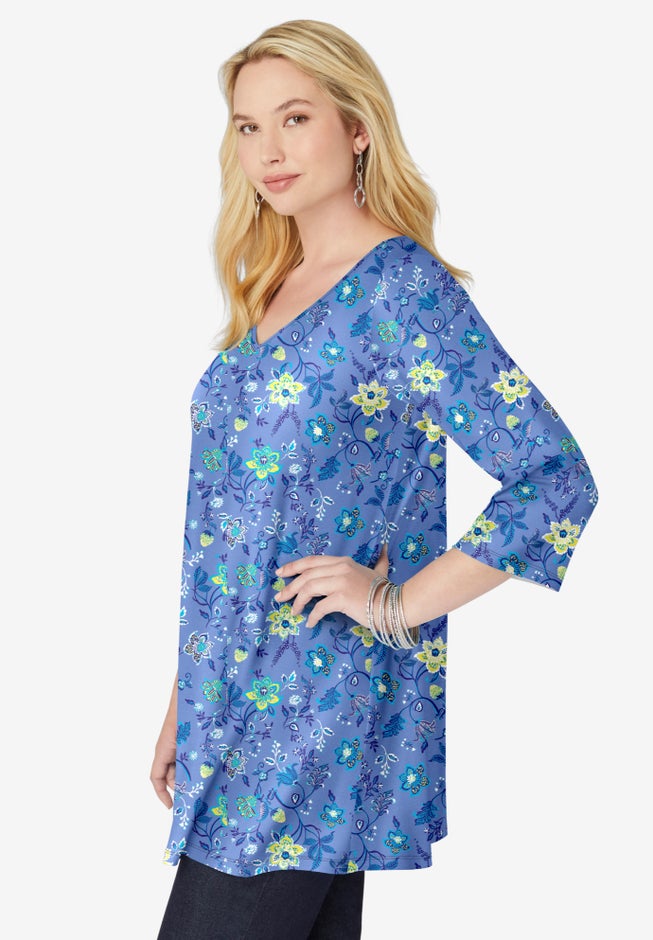 Perfect Printed Three-Quarter-Sleeve V-Neck Tunic image number 2