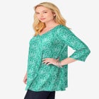Perfect Printed Three-Quarter-Sleeve V-Neck Tunic image number null