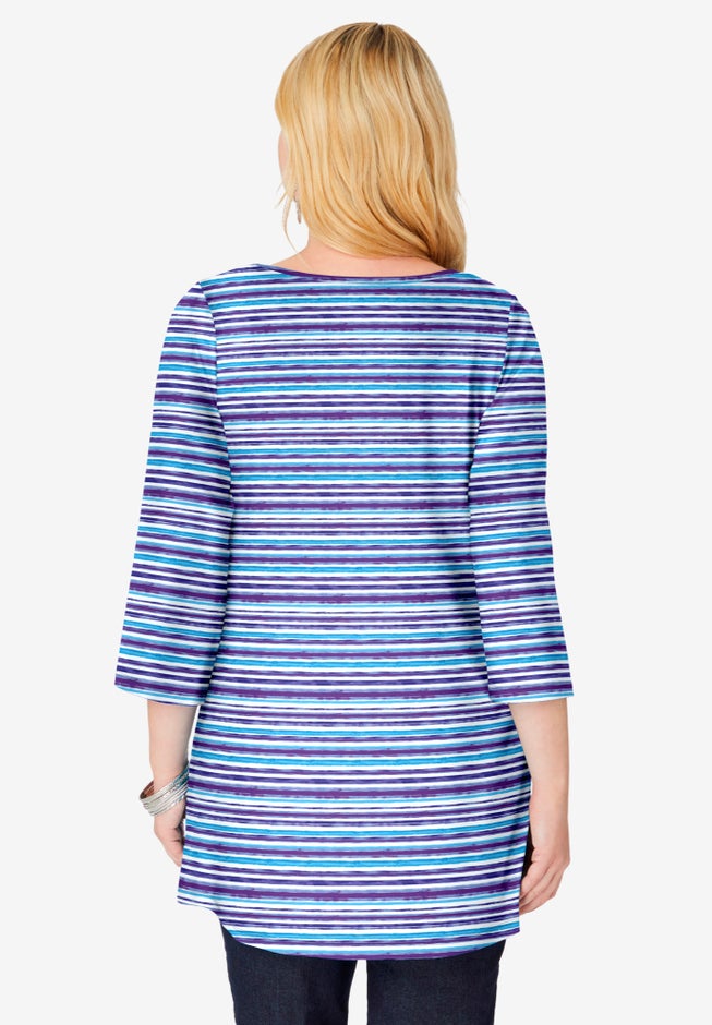 Perfect Printed Three-Quarter-Sleeve V-Neck Tunic image number 1