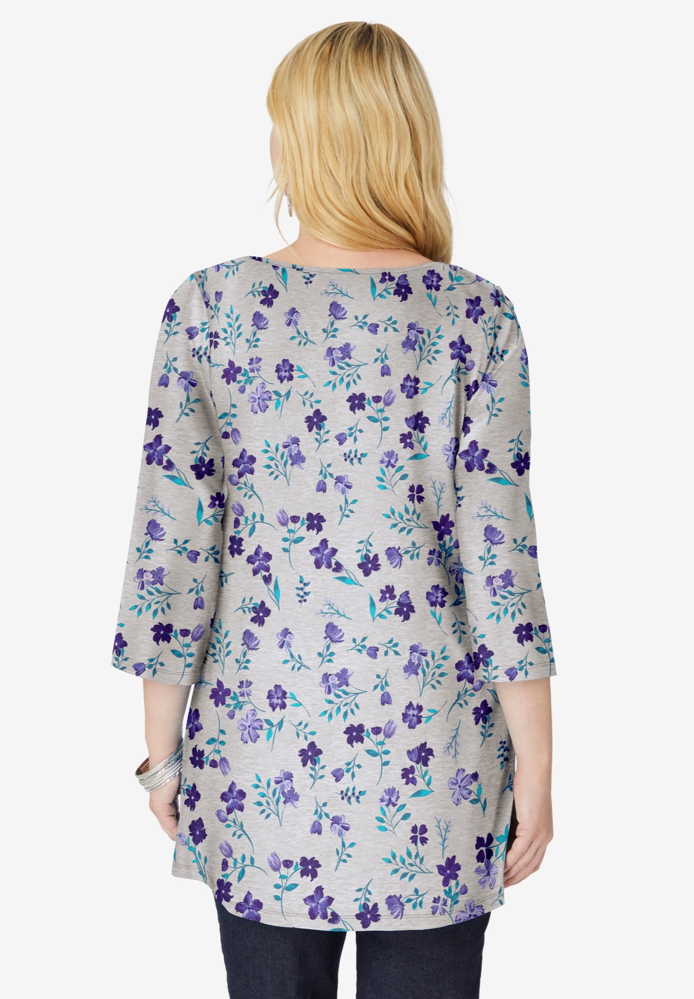 Perfect Printed Three-Quarter-Sleeve V-Neck Tunic image number 1