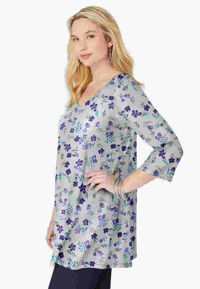 Perfect Printed Three-Quarter-Sleeve V-Neck Tunic image number 2