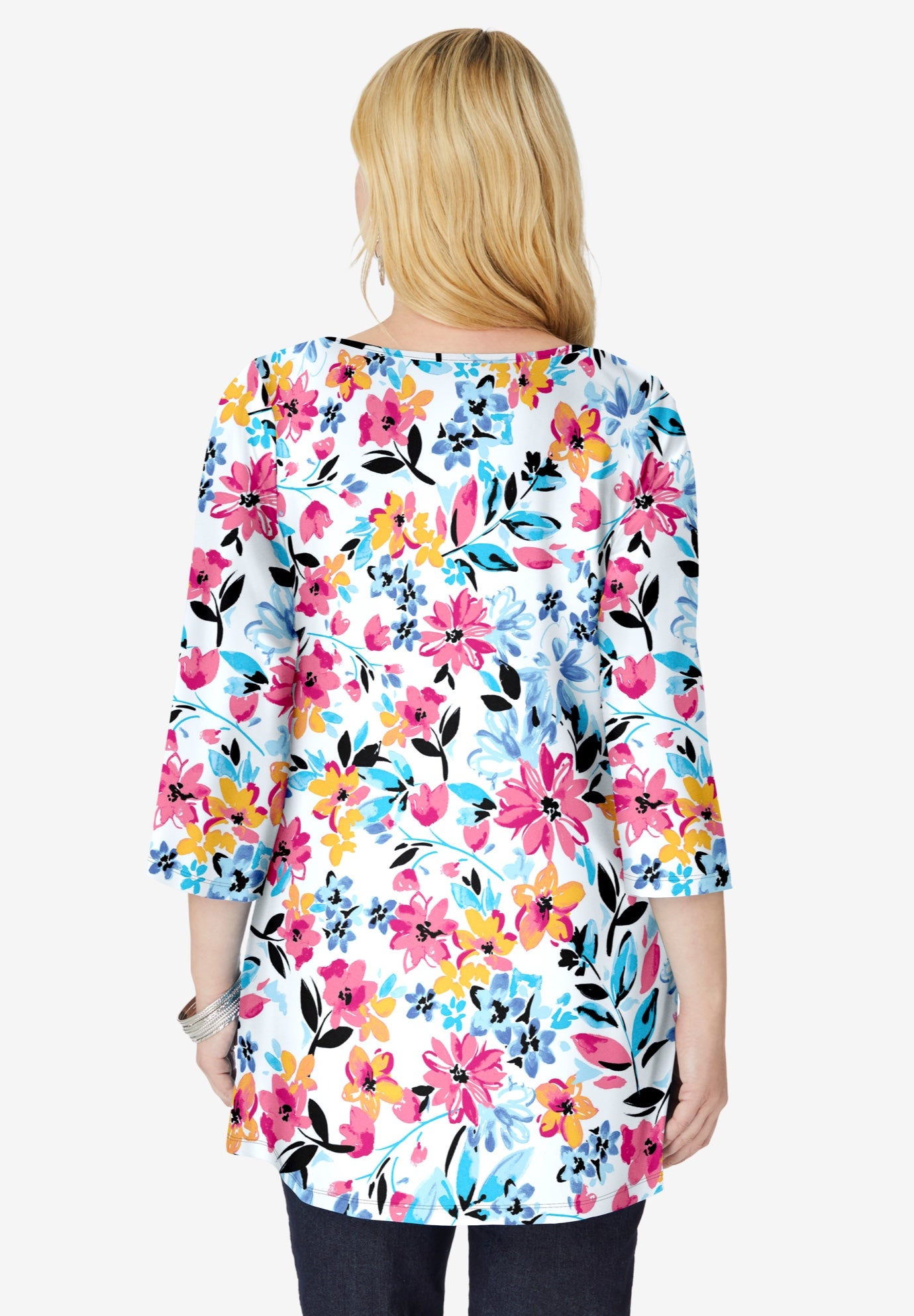 Perfect Printed Three-Quarter-Sleeve V-Neck Tunic image number 1
